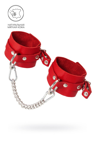 Красные мягкие кожаные оковы с люверсами