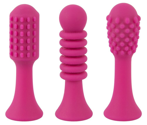 Ярко-розовый клиторальный вибратор с 3 насадками Spot Vibrator with 3 Tips - 17,9 см. фото 4