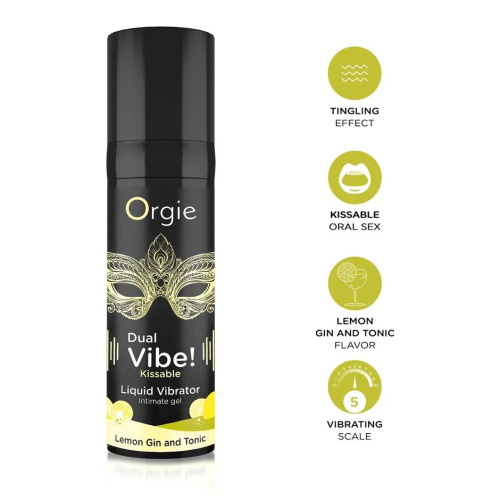 Съедобный жидкий вибратор Dual Vibe! со вкусом лимонного джина с тоником - 15 мл. фото 4