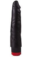 Реалистичный чёрный дилдо с вибрацией - 20,5 см.