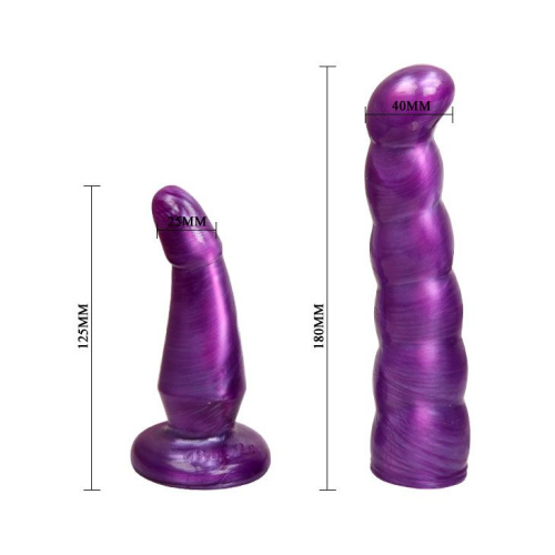 Фиолетовый страпон с двумя насадками - 18 см. фото 6