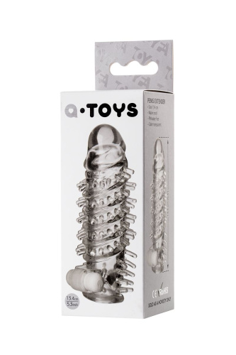 Насадка на пенис TOYFA A-Toys с вибропулей и шипами - 13,4 см. фото 3