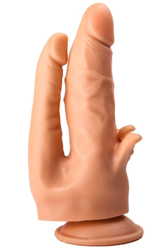 Фаллоимитатор на присоске для тройной стимуляции - 19,5 см. Фаллоимитатор на присоске для тройной стимуляции - 19,5 см.