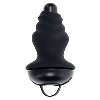 Черный вибростимулятор со съёмной насадкой Echo - 15,3 см.