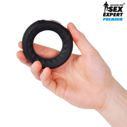 Черное эрекционное перезаряжаемое виброкольцо фото 5