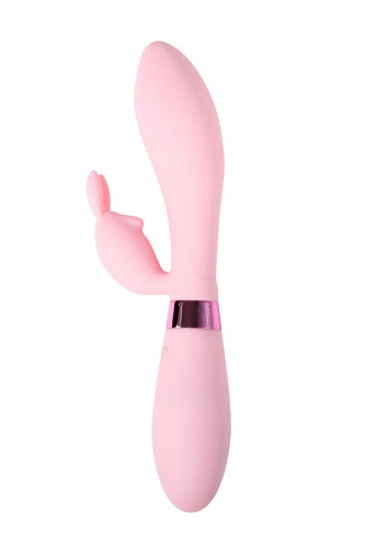 Нежно-розовый вибратор-кролик с независимыми моторчиками Indeep Theona - 21,5 см. фото 3