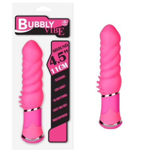 Розовый силиконовый вибратор с шипиками - 11,4 см. Розовый силиконовый вибратор с шипиками - 11,4 см.