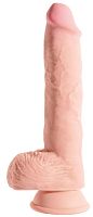 Телесный фаллоимитатор на присоске 10  Triple Density Fat Cock with Balls - 27,9 см.