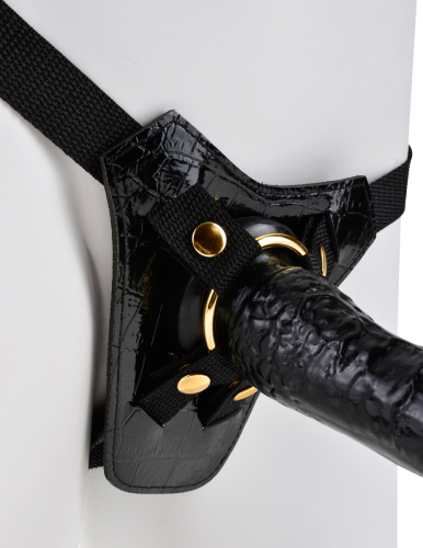 Чёрный с золотом женский страпон Designer Strap-On фото 4