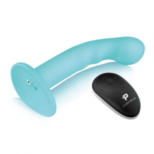 Голубая изогнутая насадка 6in Remote Control Ripple P-Spot G-Spot на черных трусиках - 16 см. фото 4