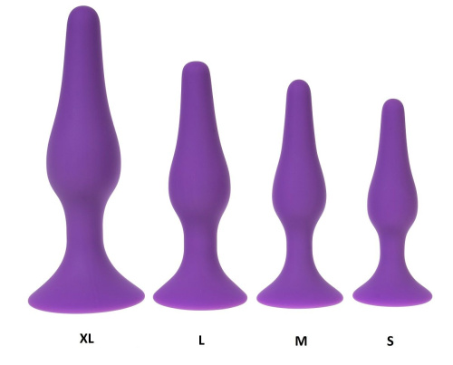 Фиолетовая силиконовая анальная пробка размера L - 12,2 см. фото 2