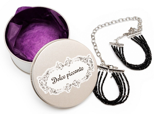 Чёрно-серебристые наручники-браслеты из агата Tenero Amore фото 2