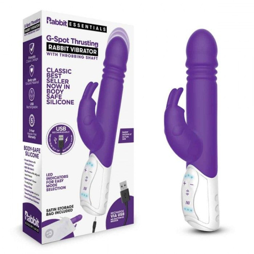 Фиолетовый пульсирующий вибромассажер G-Spot Thrusting Rabbit - 24 см. фото 2