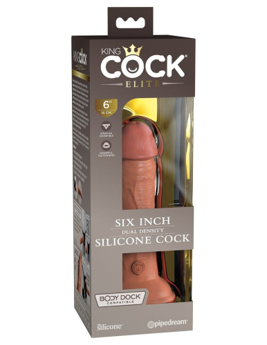 Кофейный фаллоимитатор 6  Silicone Dual Density Cock - 17 см. фото 3