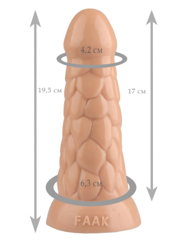 Телесная анальная рельефная втулка - 19,5 см. фото 2