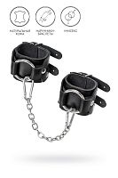 Черные кожаные наручники-браслеты с двумя ремешками