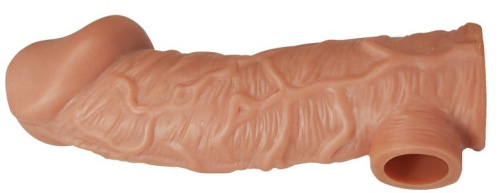 Телесная насадка на фаллос с отверстием для мошонки Cock Sleeve 001 Size L - 17,6 см. фото 2