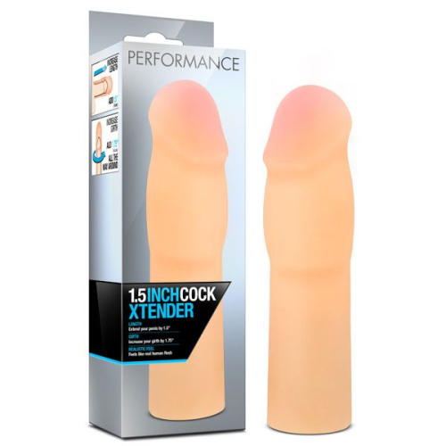 Телесная насадка-удлинитель на пенис PERFORMANCE 1.5INCH COCK XTENDER - 16 см. фото 2