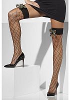 Чулки в сетку с бантиками цвета хаки