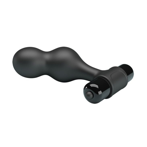 Черная анальная пробка с вибрацией Silicone Vibrating Anal Plug - 10 см. фото 3