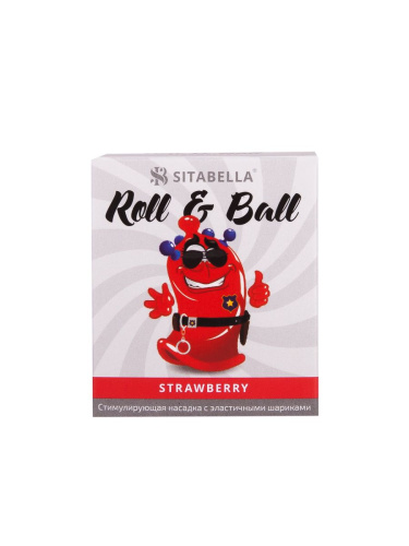 Стимулирующий презерватив-насадка Roll & Ball Strawberry фото 2