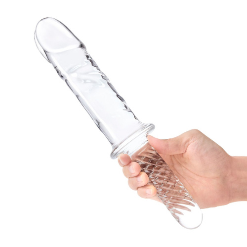Стеклянный фаллоимитатор с рукоятью 11’’ Girthy Cock Double Ended With Handle - 28 см. фото 4