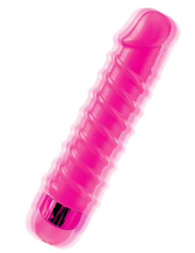 Розовый вибромассажер с винтовыми ребрышками Candy Twirl Massager - 16,5 см. фото 2