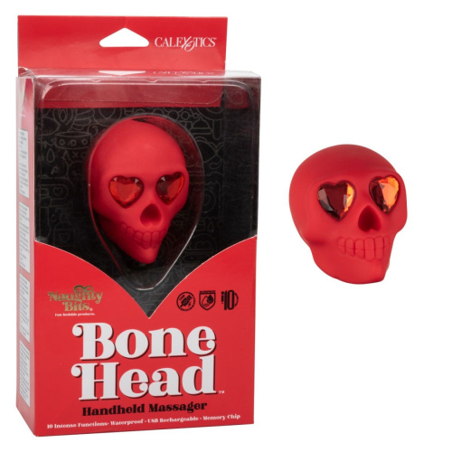 Красный вибромассажер в форме черепа Bone Head Handheld Massager фото 2