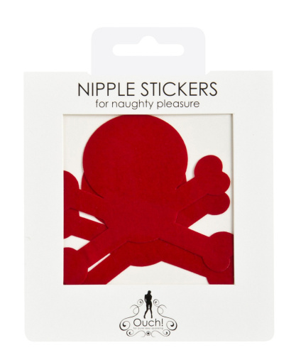 Красные пестис на грудь в форме черепов фото 2