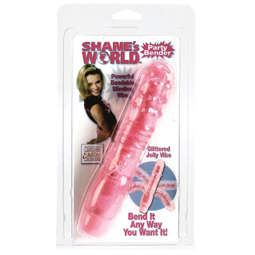 Розовый вибратор с хребтом и блёстками PARTY BENDER - 15,5 см. фото 3 Розовый вибратор с хребтом и блёстками PARTY BENDER - 15,5 см. фото 3