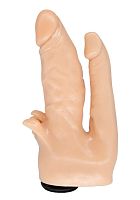 Телесная анально-вагинальная насадка Harness - 18 см.