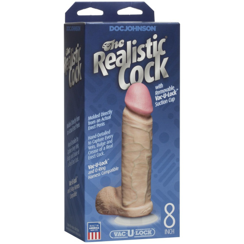 Телесный фаллоимитатор The Realistic Cock 8” with Removable Vac-U-Lock Suction Cup - 22,3 см. фото 2