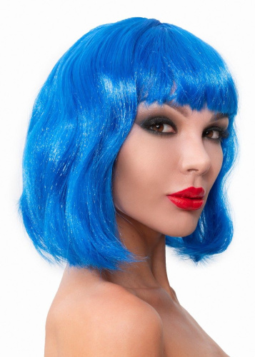 Синий парик-каре с челкой фото 2