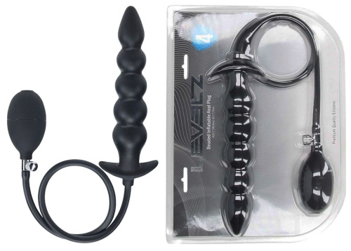 Черная анальная елочка с функцие расширения Beaded Inflatable Silicone Anal Plug фото 3 Черная анальная елочка с функцие расширения Beaded Inflatable Silicone Anal Plug фото 3