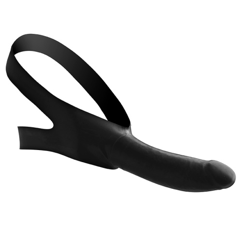 Черный кляп-страпон Masters Mini Face Fuck Strap-On - 14 см. фото 2