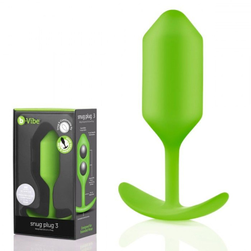 Лаймовая пробка для ношения B-vibe Snug Plug 3 - 12,7 см. фото 3