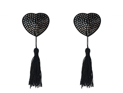 Черные пэстисы-сердечки Evans с кисточками и стразами фото 2 Черные пэстисы-сердечки Evans с кисточками и стразами фото 2