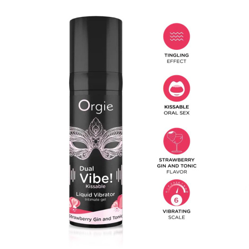 Съедобный жидкий вибратор Dual Vibe! со вкусом клубничного джина с тоником - 15 мл. фото 4