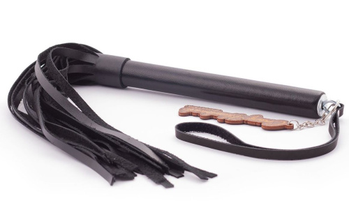 Черная кожаная плеть Индиго - 50 см. фото 2 Черная кожаная плеть Индиго - 50 см. фото 2