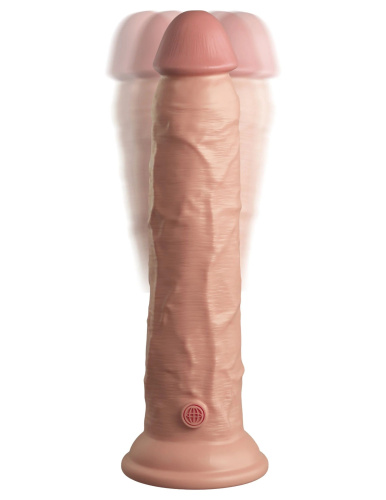Телесный вибратор-реалистик на присоске 9’’ Vibrating Silicone Dual Density Cock - 24,8 см. фото 2