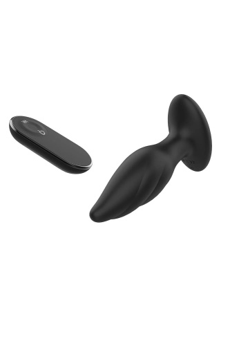 Черная анальная вибропробка Angelina Remote Rotating Plug - 14 см. фото 5