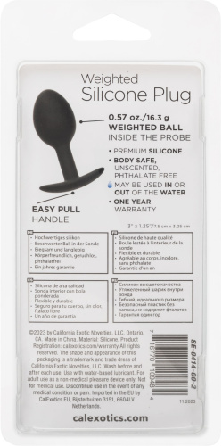 Черная анальная пробка из силикона Weighted Silicone Plug - 7,5 см. фото 5