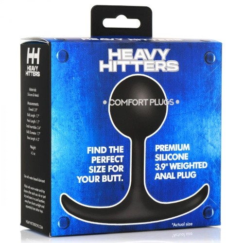 Черная анальная пробка с утяжелением Premium Silicone 3.9  Weighted Round Plug - 9,9 см. фото 2