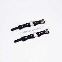 Черные кожаные наручники с кольцом