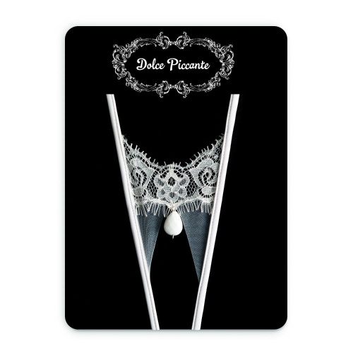 Открытые кружевные трусики Goccia с крупной бусиной фото 3