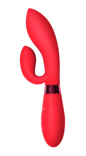 Красный вибратор Gina с клиторальным отростком - 20 см. фото 2