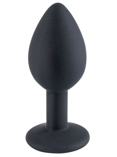 Черная малая силиконовая пробка с прозрачным кристаллом Черная малая силиконовая пробка с прозрачным кристаллом