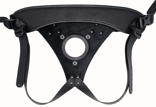 Телесный реалистичный фаллоимитатор на черных трусиках Real Big Strap-On - 34,5 см. фото 8