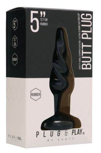 Черная витая анальная пробка Rounded 5 Inch - 12,7 см. фото 2