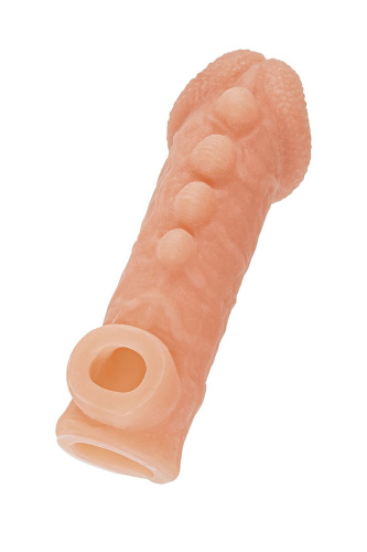 Телесная закрытая насадка с шишечками Cock Sleeve 008 Size S - 13,8 см. фото 4
